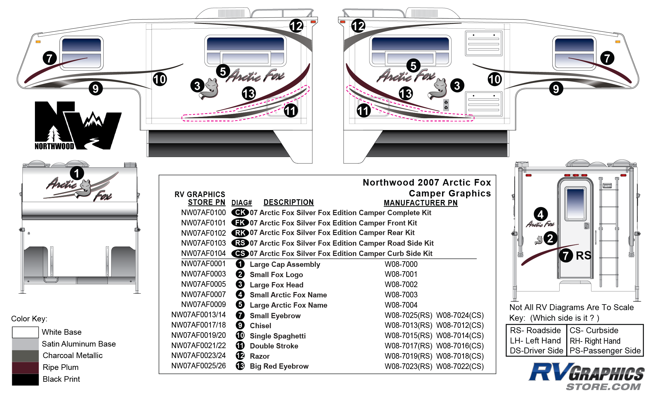 2007 Northwood Arctic Fox Camper Decals and Replacement Graphics - RV