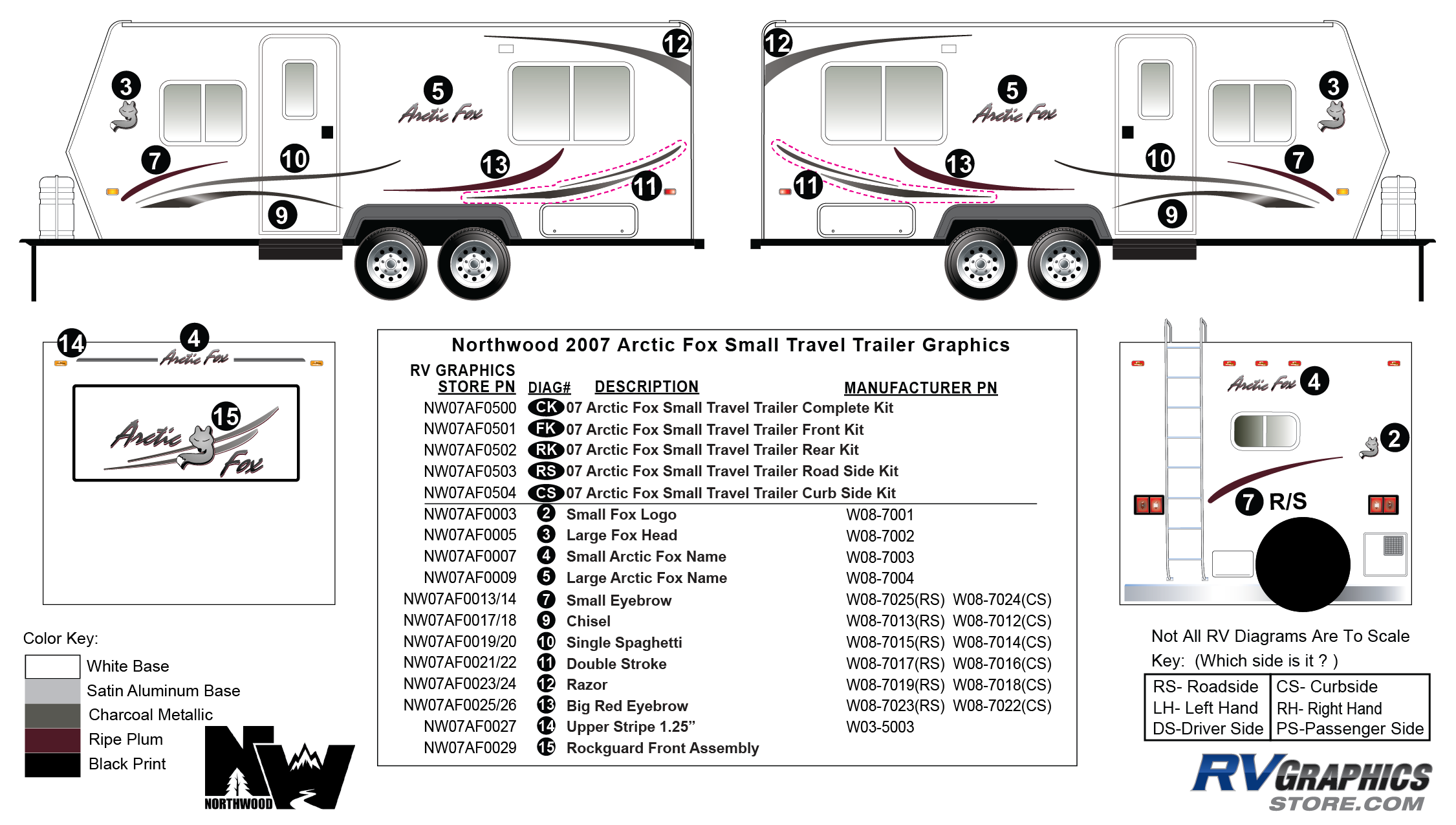 2007 Northwood Arctic Fox Travel Trailer - Small Decals and Replacement