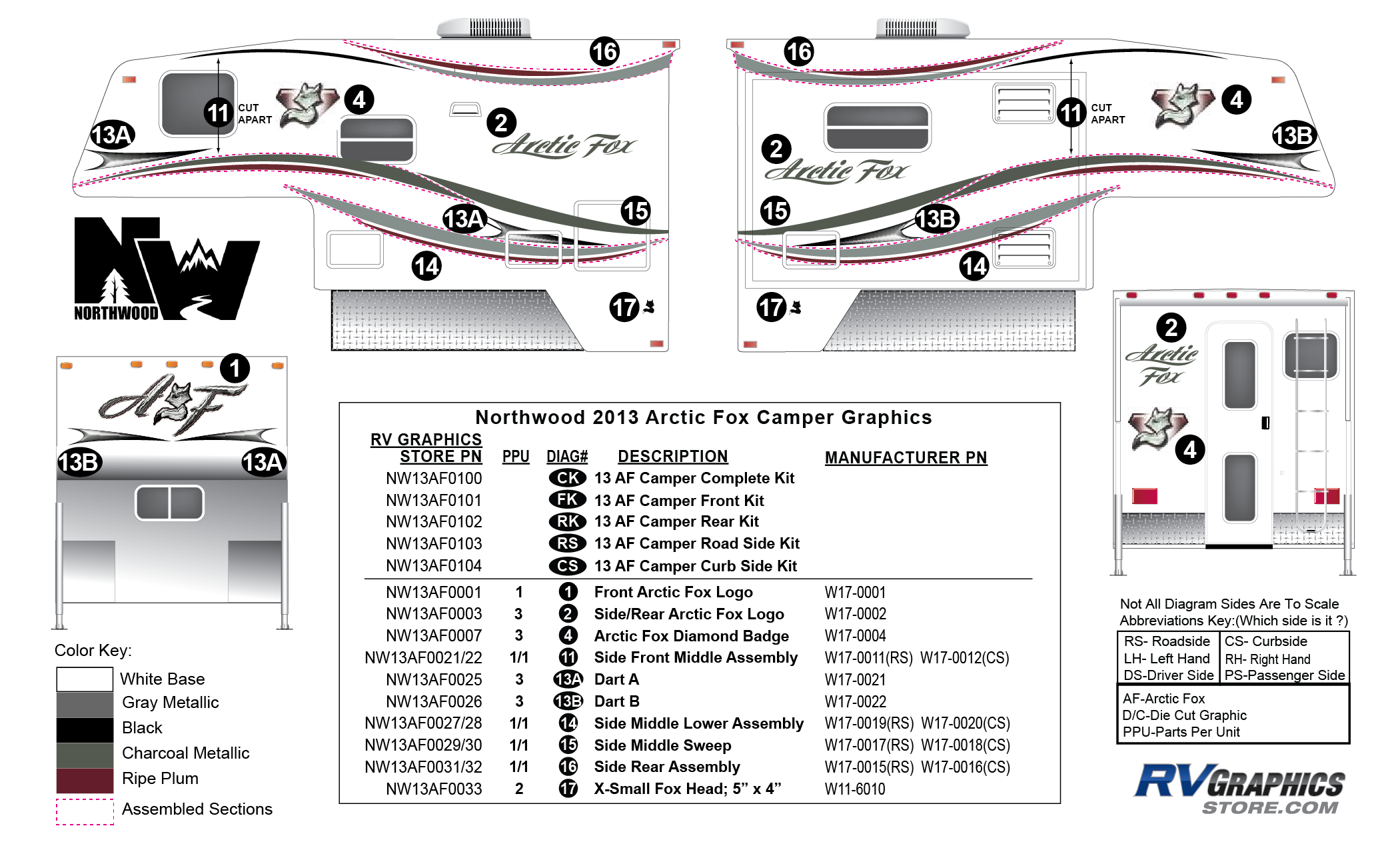 2013 Northwood Arctic Fox Camper Decals and Replacement Graphics - RV