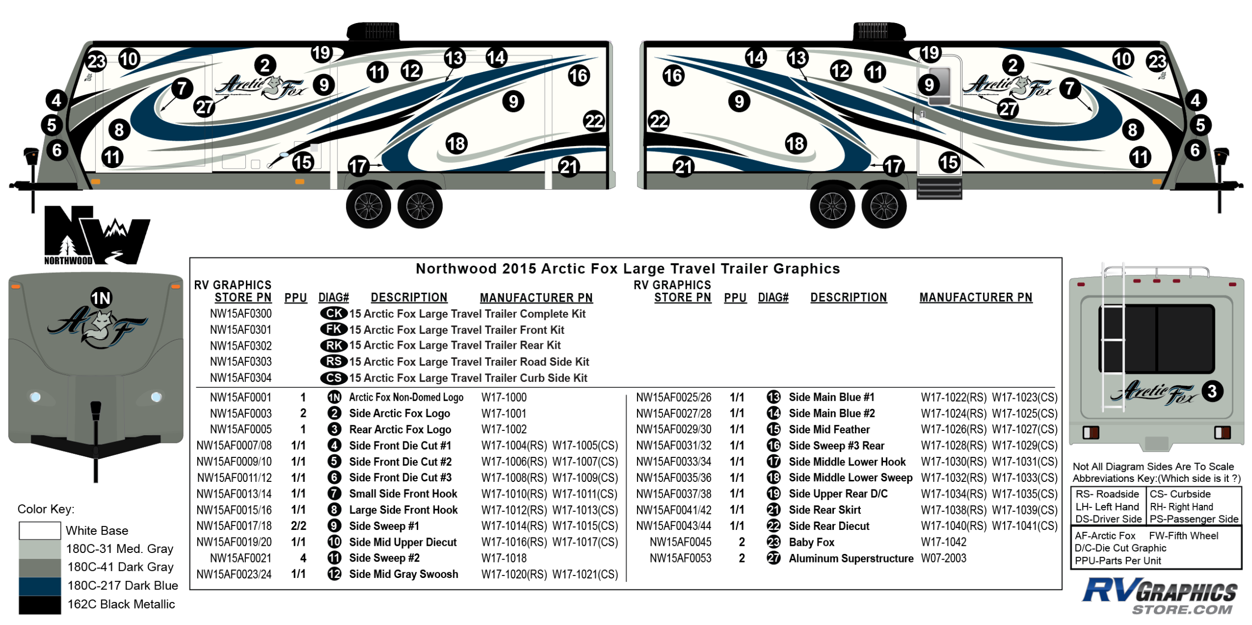 2015 Northwood Arctic Fox Travel Trailer - Large Decals and Replacement