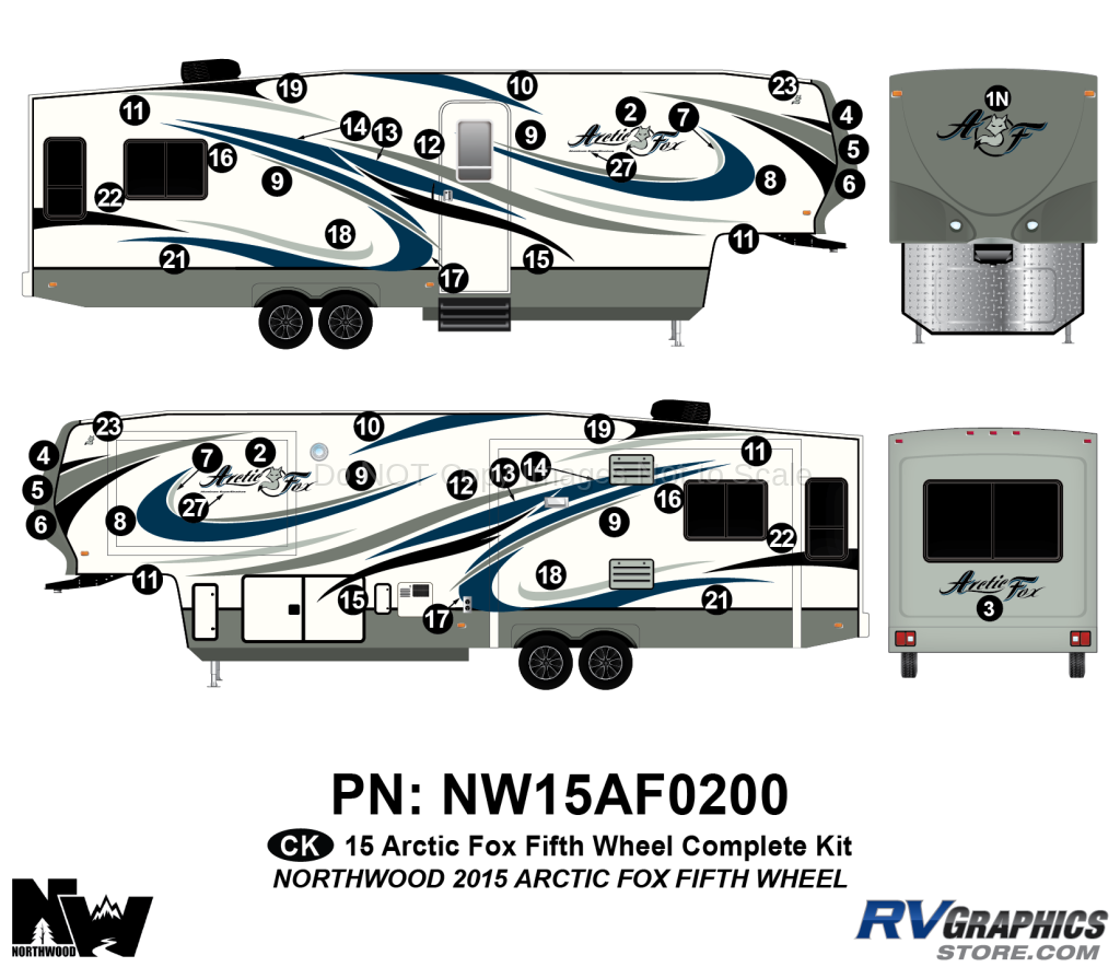 2015 Arctic Fox Fifth Wheel Complete Decal Kit - RV Graphics Store