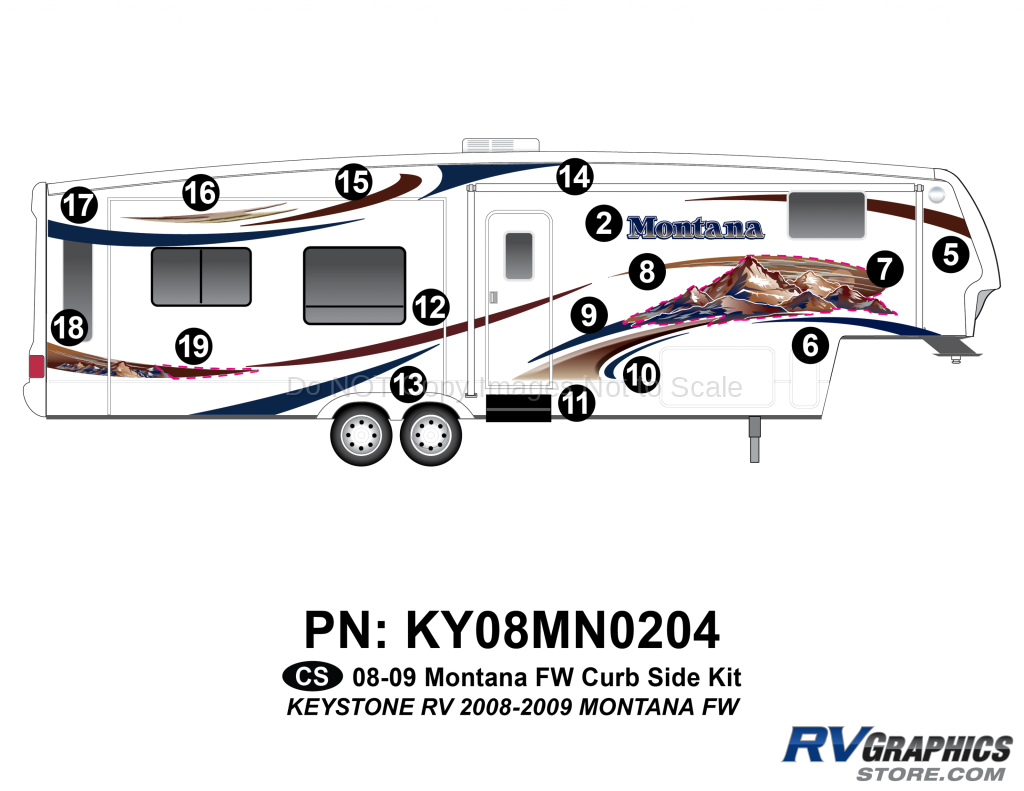 2008 Keystone Montana Fifth Wheel Curb Side Graphics Decal Kit - RV ...
