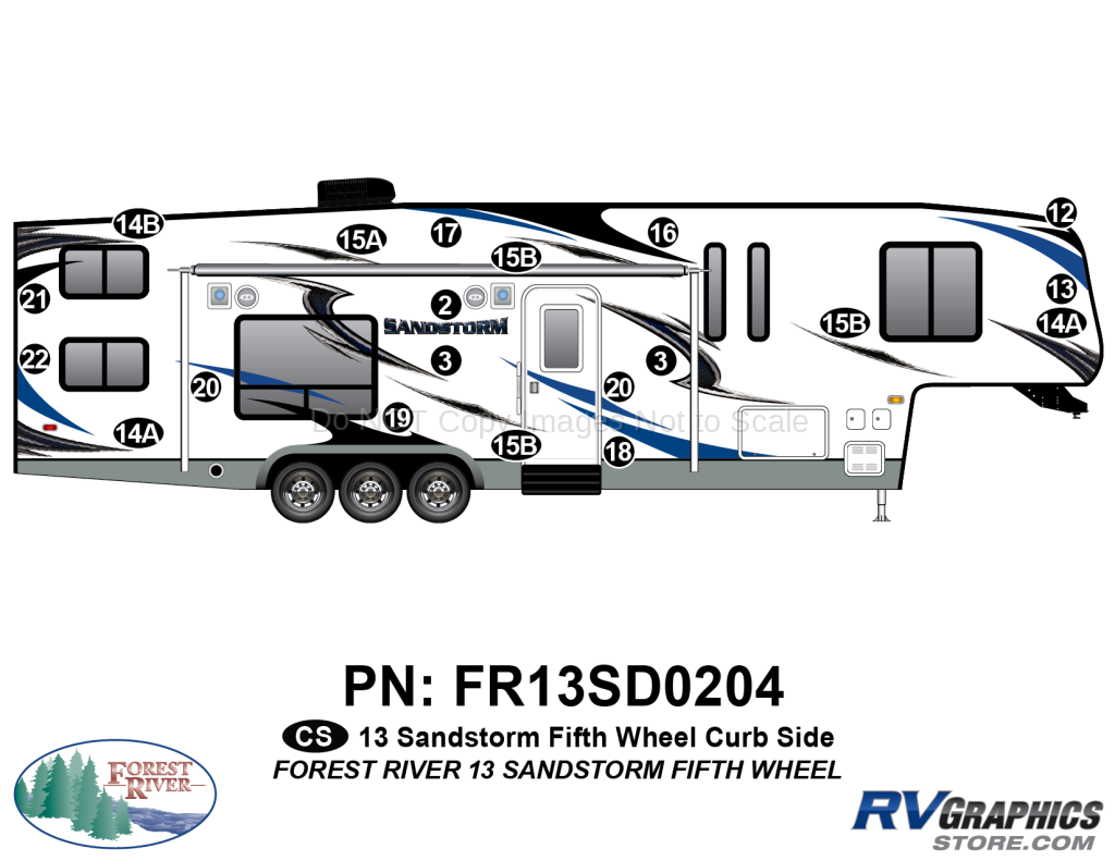 2013 Sandstorm Fifth Wheel Curbside Graphics Decal Kit - RV Graphics Store