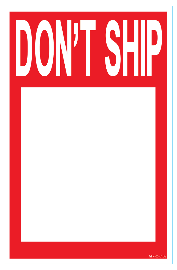 RV Labels - RV Dont Ship Label