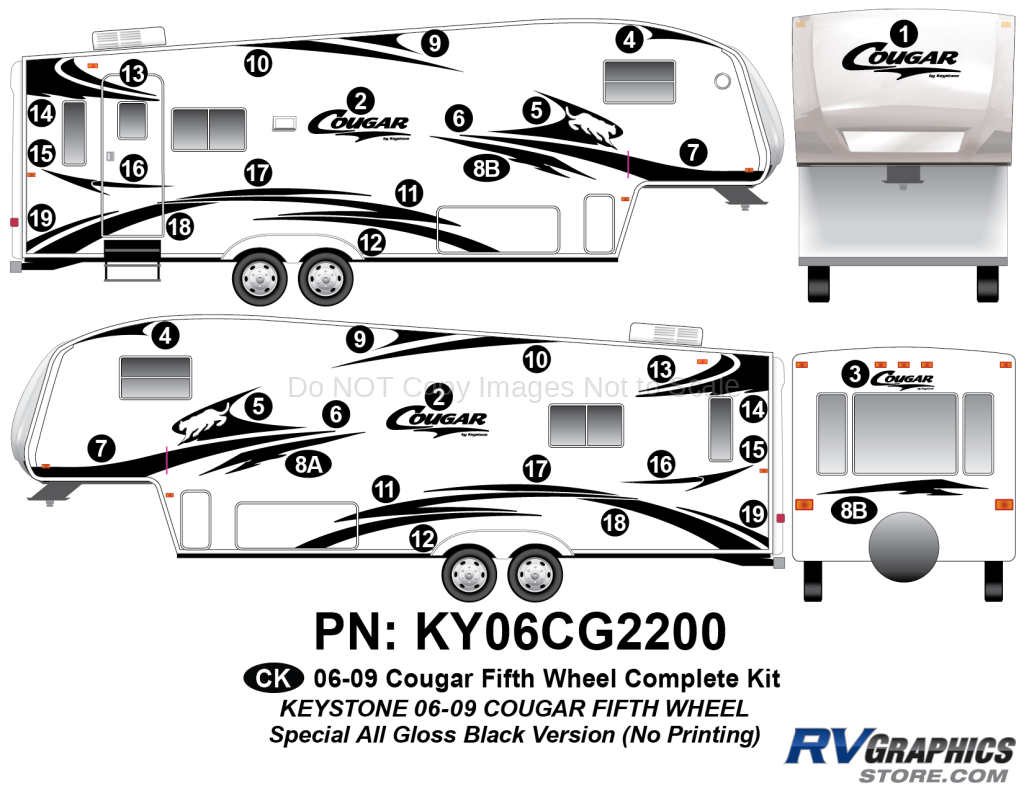 2006 Keystone Cougar 2006 Cougar FW Gloss Black Complete Decal Kit RV