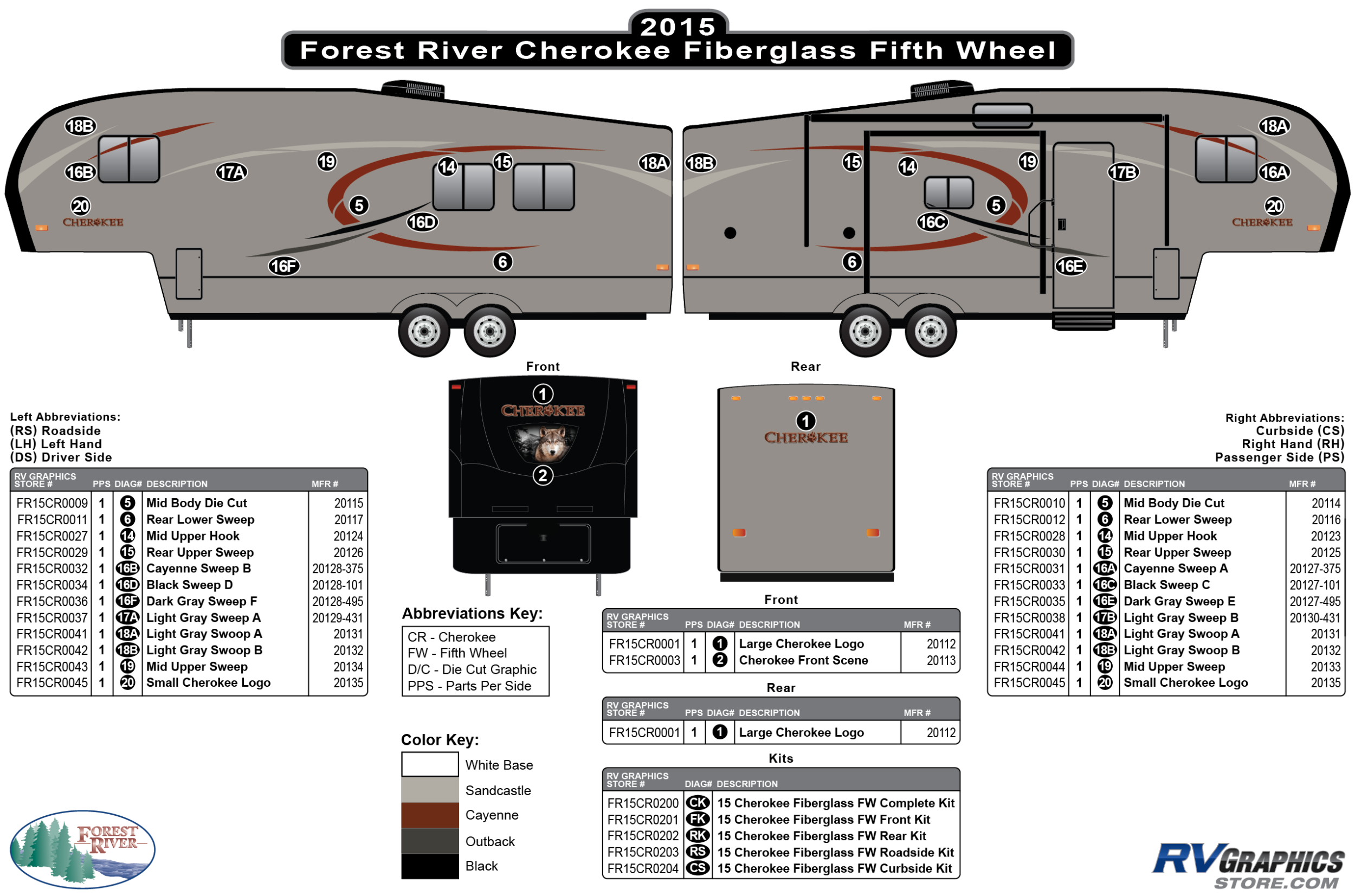 Cherokee - 2015 Cherokee FW-Fifth Wheel Fiberglass Wall