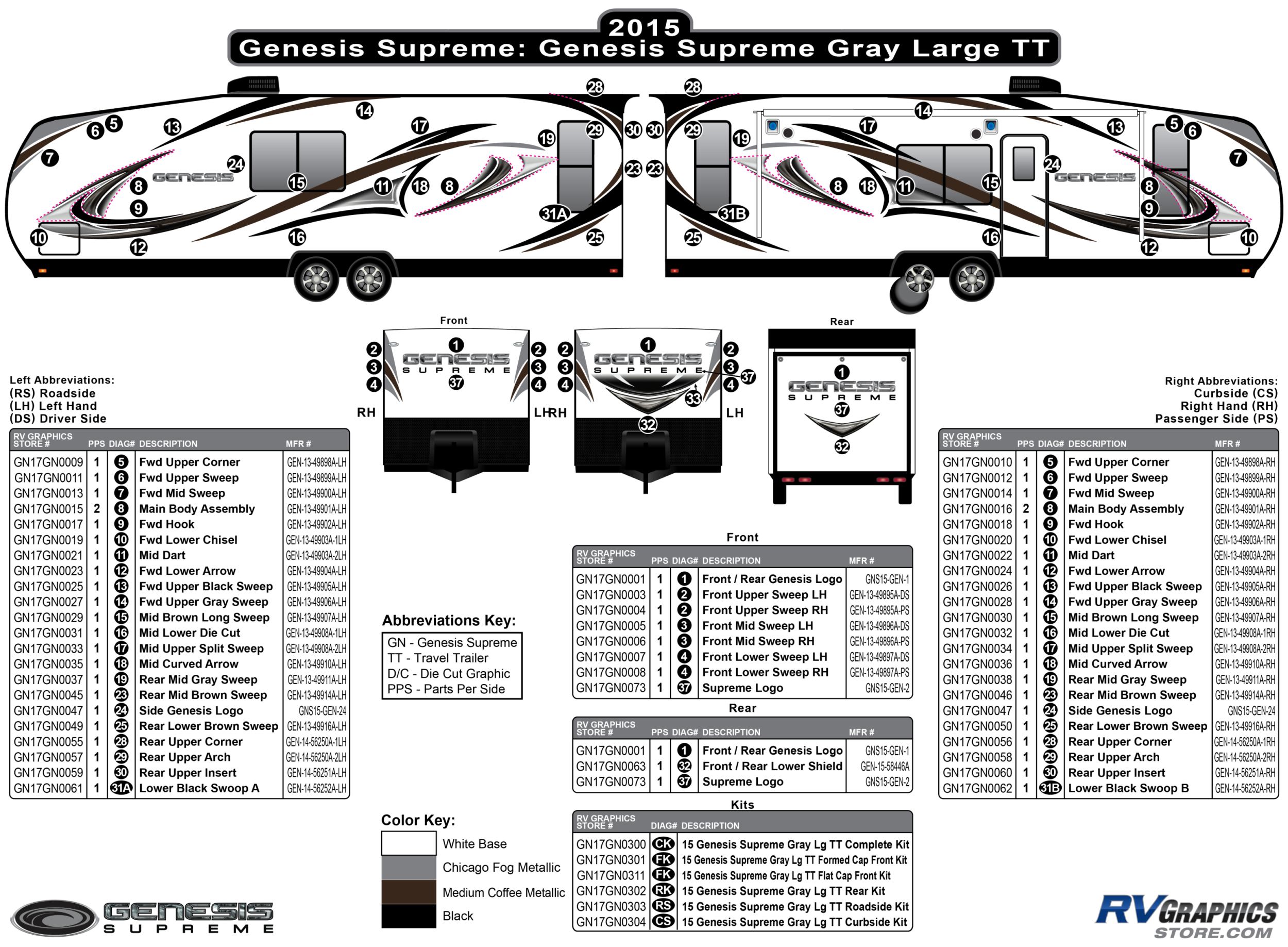 Genesis - 2014-2018 Genesis Gray Lg TT-Large Travel Trailer