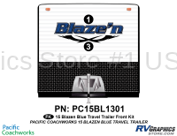 2 Piece 2015 Blaze'n Blue Travel Trailer Front Graphics Kit