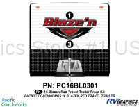 2 Piece 2016 Blaze'n Red Travel Trailer Front Graphics Kit