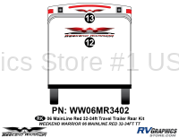 2 piece 2006 Warrior Mainline 32-34' TT Red Rear Graphics Kit