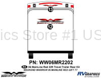 2 piece 2006 Warrior Mainline Red 26-30' TT Rear Graphics Kit