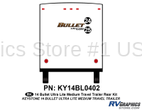 2 piece 2014 Bullet Med Travel Trailer Rear Graphics Kit
