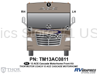 6 Piece 2013 Ace Motorhome Front Graphics Kit Blue Version