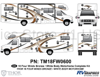 52 Piece 2018 Four Winds MH Bronze on White Body Complete Graphics Kit