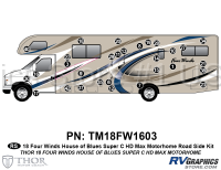 30 Piece 2018 Four Winds MH Blue on Tan Body Roadside Graphics Kit