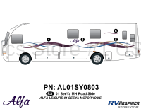 4 Piece 2001 Alfa Seeya Motorhome Roadside Graphics Kit