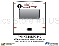 1 Piece 2014 Spree Travel Trailer White Sidewalls Rear Graphics Kit