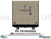 3 Piece 2015 Heritage Glen Travel Trailer Rear Graphics Kit