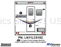 2 Piece 2011 Lance Truck Camper Rear Graphics Kit