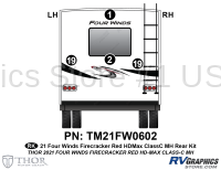4 Piece 2021 Four Wind RED Motorhome Rear Graphics Kit