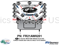 19 Piece 2021 Arctic Wolf Fifth Wheel Front Graphics Kit