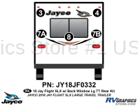 5 Piece 2018 Jay Flight SLX Long Travel Trailer Rear Graphics Kit-WITH Rear Window