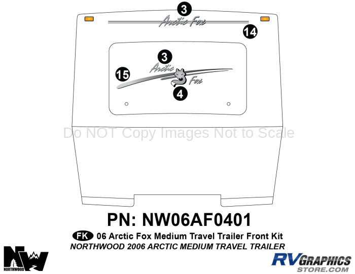 5 Piece 2006 Arctic Fox Med  Travel Trailer Front Graphics Kit