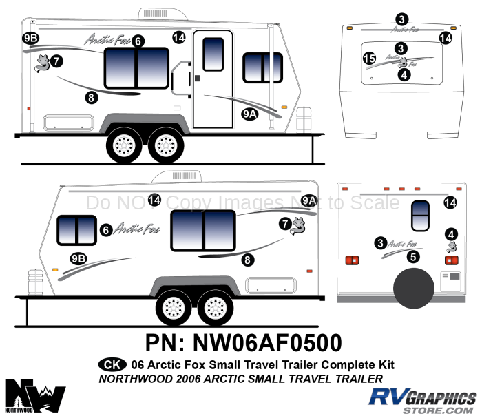 20 Piece 2006 Arctic Fox Small Travel Trailer Complete Graphics Kit
