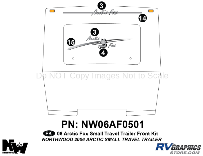 5 Piece 2006 Arctic Fox Small  Travel Trailer Front Graphics Kit