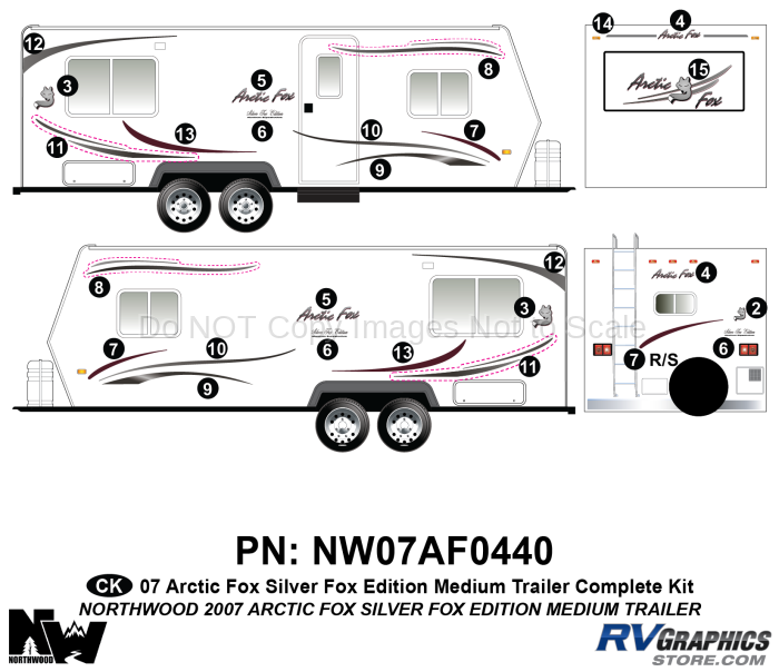 25 Piece 2007 Arctic Fox Med Travel Trailer SFE Complete Graphics Kit