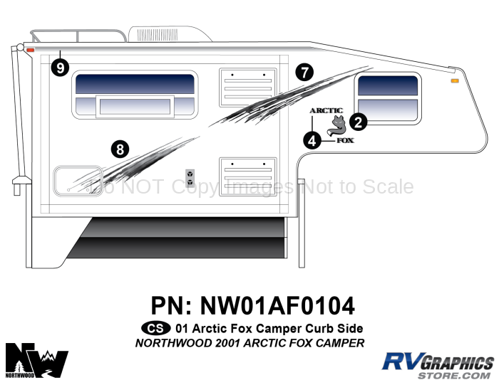 5 Piece 2001 Arctic Fox Camper Curbside Graphics Kit