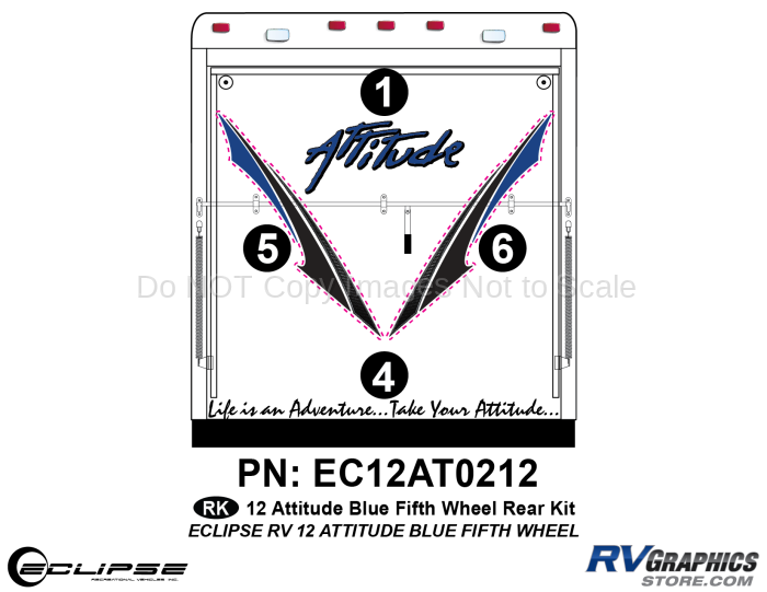 2012 BLUE Attitude Fifth Wheel Rear Graphics Kit