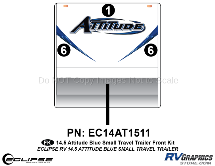 2014.5 Blue  Attitude Sm TT Front Graphics Kit