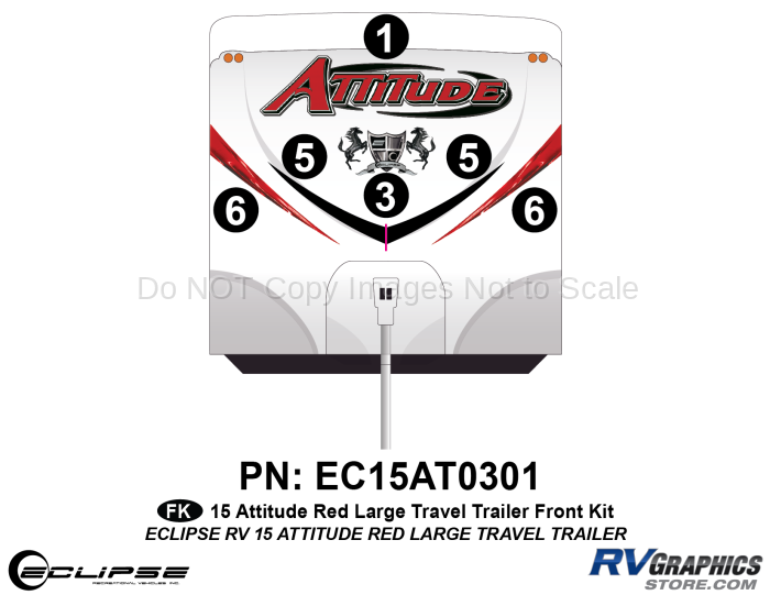 2015 Red Attitude Lg TT Front Graphics Kit