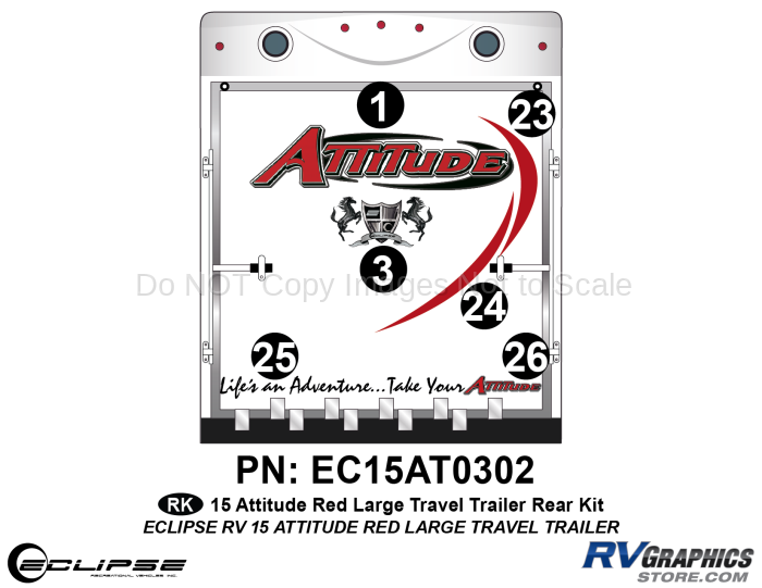 2015 Red Attitude Lg TT Rear Graphics Kit