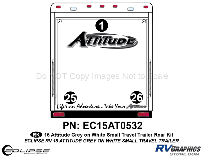 2015 Gray on White Attitude Sm TT Rear Graphics Kit