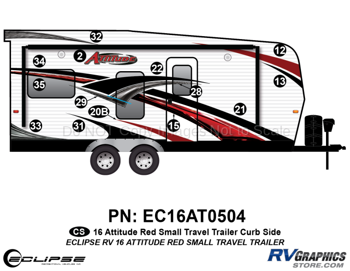 2016 Red Attitude Sm Travel Trailer Right Side Graphics Kit