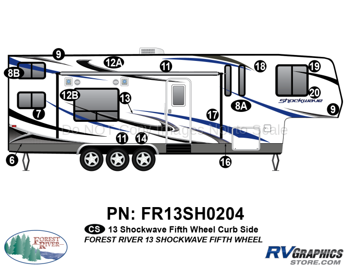 2013 Shockwave Fifth Wheel Right Side Graphics Kit