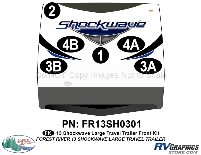 2013 Shockwave Lg Travel Trailer Front Graphics Kit