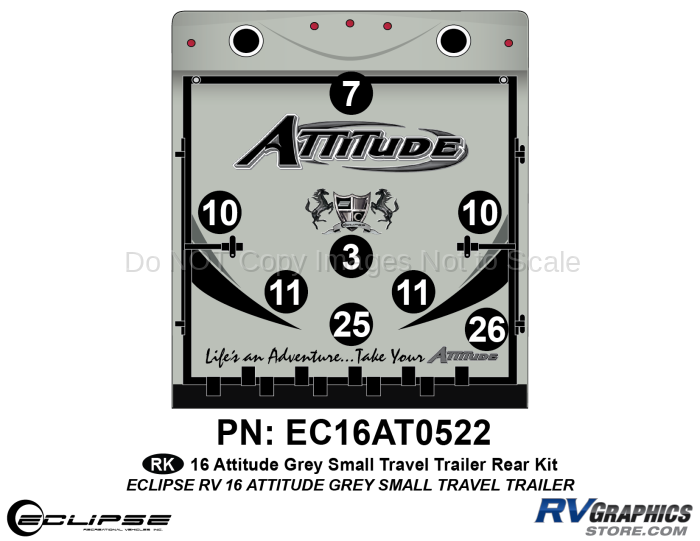 2016 Gray Attitude Sm Travel Trailer Rear Graphics Kit