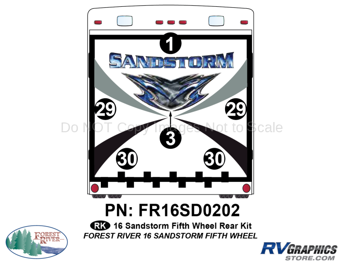 6 Piece 2016 Sandstorm FW Rear Graphics Kit