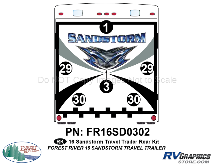 6 Piece 2016 Sandstorm TT Rear Graphics Kit