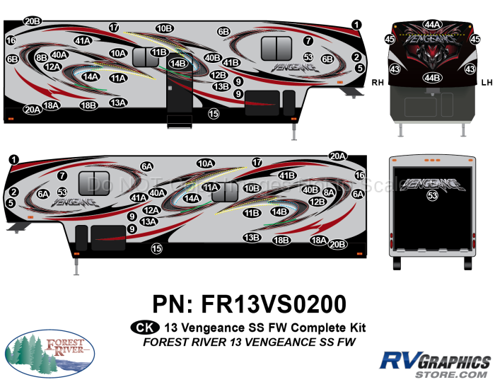 2013 Vengeance SS Fifth Wheel Complete Graphics Kit