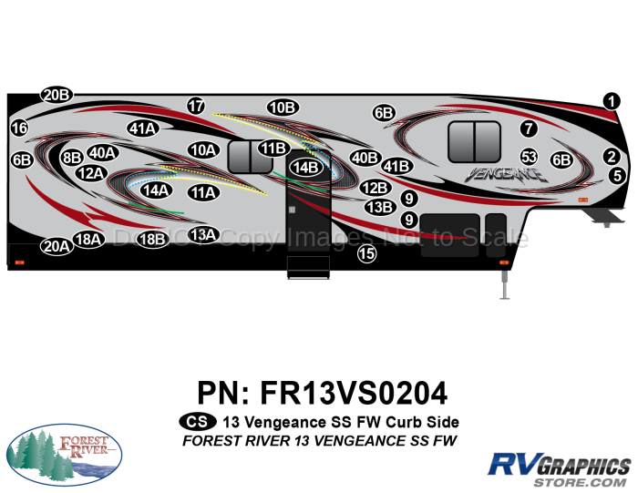 2013 Vengeance SS Fifth Wheel Curbside Graphics Kit