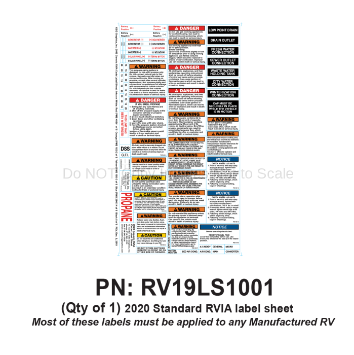 1 Standard RVIA Label Sheet