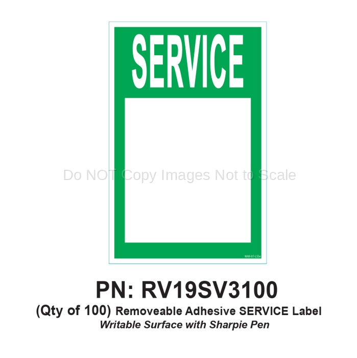 100 Pack of SERVICE label