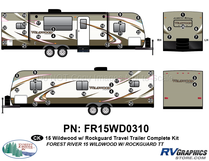 51 Piece 2015 Wildwood TT Rockguard Complete Graphics Kit