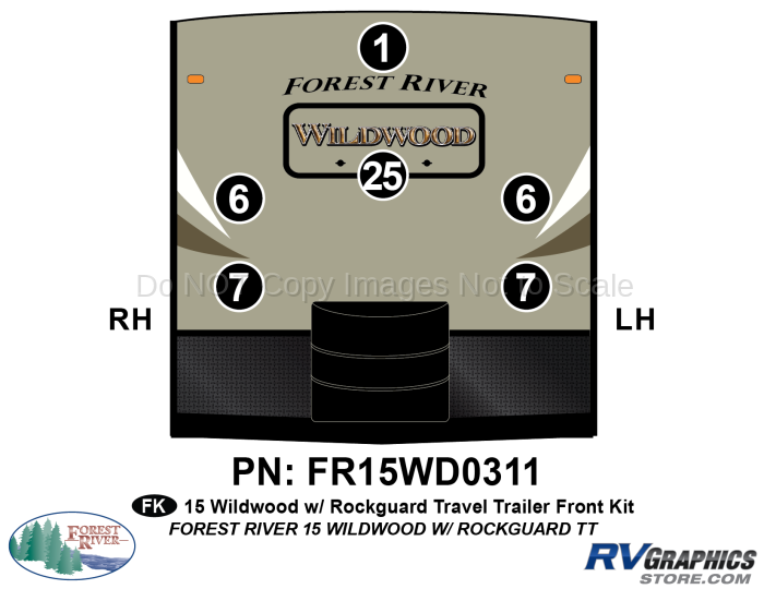 6 Piece 2015 Wildwood TT Rockguard Front Graphics Kit