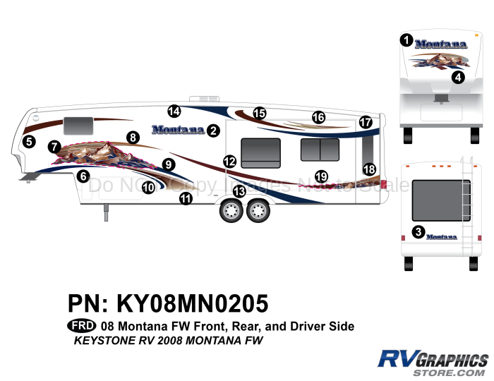 2008 Keystone Montana FW Front, Rear, and Driver Side Graphics Kit