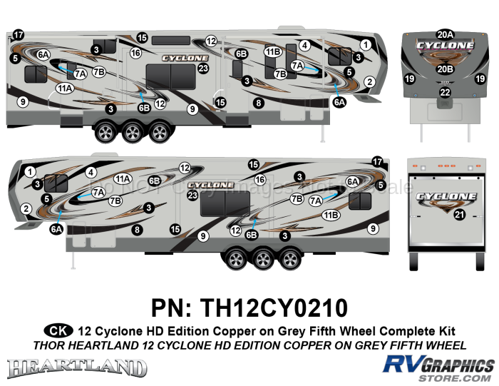 64 Piece 2012 Cyclone FW Complete Graphics Kit Copper/Gray Version